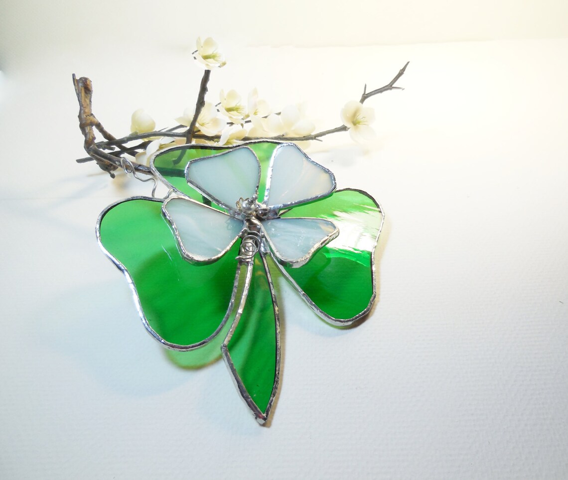 Stained Glass Shamrock Irish Suncatcher Shamrock With Soft Etsy