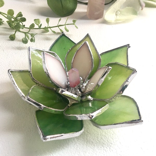 Small Stained Glass Succulent, Wedding Favor, Succulent  Rosettes , Glass  Flower