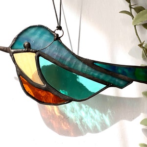 Stained Glass Bird The Happy Bird Ornament Home Decor Suncatcher. Window Hangings. Christmas Presents.