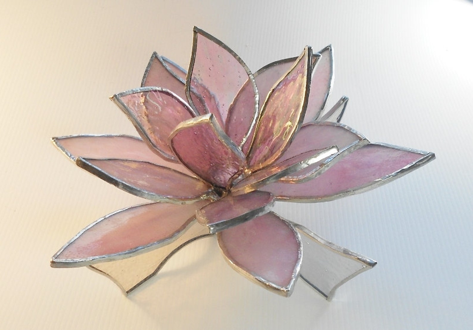 3D Pink Lotus Flower. Stained Glass | Etsy