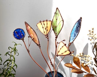 Wildflowers Meadow Flower Bouquet. Stained Glass Spring Flowers. Garden Flowers Plant Stake. Garden Stake. Home Decor.