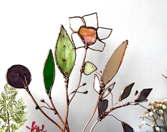 Stained Glass Wildflower Bouquet: Meadow Garden Plant Stake