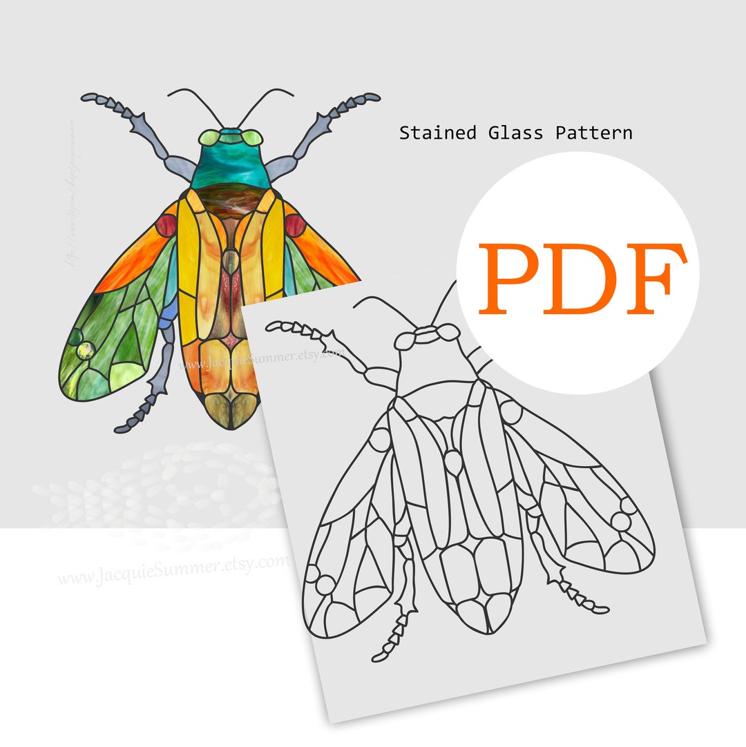 Stained Glass Insect Pattern, Bug Stained Glass, Suncatcher Pattern ...