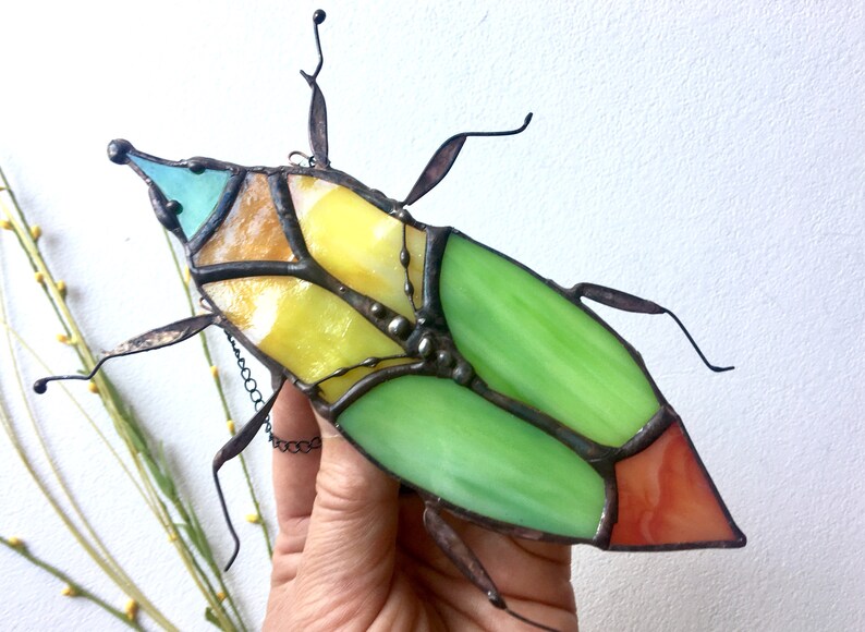 Stained Glass Bug Suncatcher Insect Beetle Home Decor Etsy