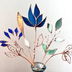 Wildflowers Meadow Flower Bouquet. Stained Glass Spring Flowers. Garden Flowers Plant Stake. Garden Stake. Home Decor.