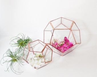 Wedding Decor, Geometric Glass Terrarium, Gift For Girlfriend, Dodecahedron, Modern Terrarium, Indoor Gardening.