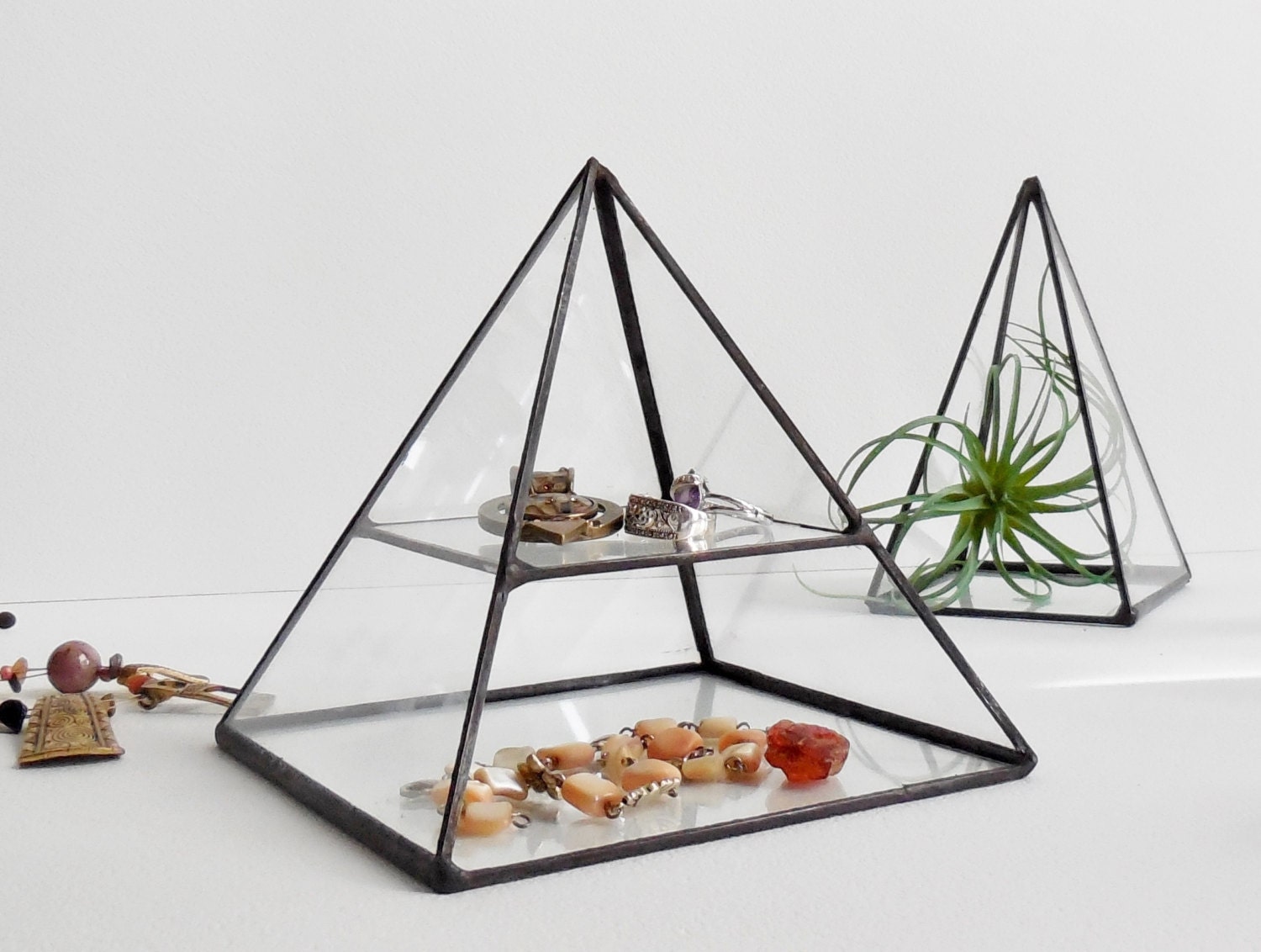 Glass Box Pyramid Display Box Gift for Her Stained Glass Etsy