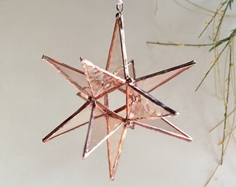 12 Point Moravian Star. Champagne Glass Star. 3D Stained Glass Suncatcher. 5" star.