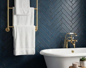 Unlacquered Brass Towel Rack | Solid Wall Mounted Holder, Patina Finish