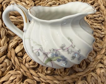 Haviland Limoges Vallee Creamer Vintage Franse porseleinen crème kan met gouden rand bloemen