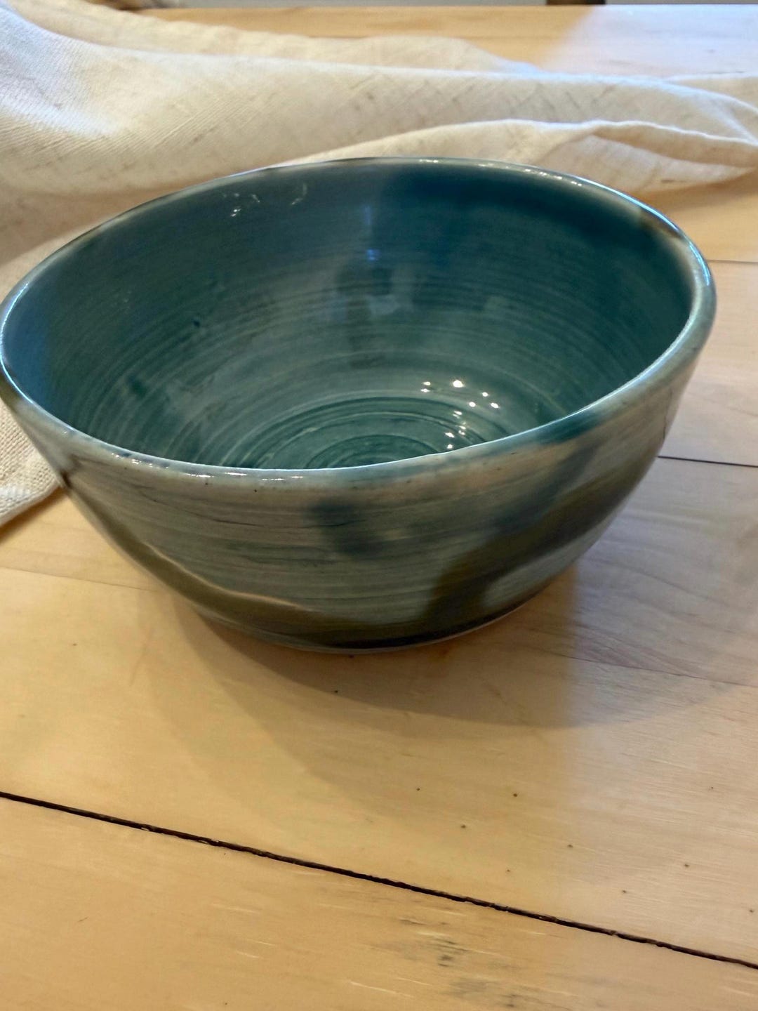 Vintage Hand Thrown Pottery Bowl Signed “LORI” – Green Glazed Stoneware ...
