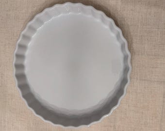 Vintage Emile Henry Räfflad Pajform 31 cm | Keramisk Quiche Bakform | Fransk Bakform