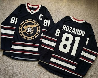 Camiseta de hockey Rozanov Hollander con cuello en V — Camiseta de manga larga — Ropa de aficionado estilo New York Admirals — Regalo deportivo unisex