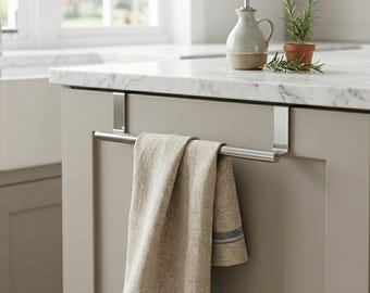 Modern Over-Cabinet Towel Rack | No-Drill Hanging Kitchen & Bathroom Towel Bar