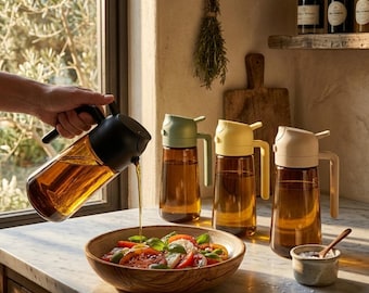 Botella dispensadora de aceite de vidrio / Aceitera con doble pulverización y vertido (16 oz)