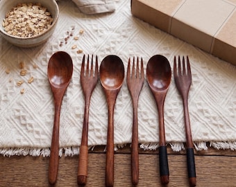 Handcrafted Wooden Cutlery Set | Japanese Wabi Sabi Style Flatware