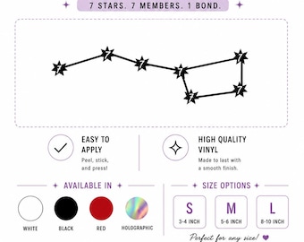 BTS inspiriert Big Dipper Vinyl Aufkleber | 7 Sterne, 7 Mitglieder Fan Merch (Auto, Laptop, Flasche)