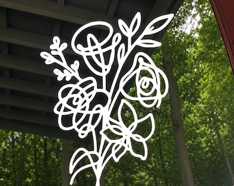 BTS Love Yourself Inspired Floral Window Decal | Minimalist Flower Vinyl Sticker | ARMY Car Decal