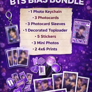 BTS Bias Mystery Bundle | Deluxe Army Geschenkset | Fotokarten, Sticker, Fotoabzüge