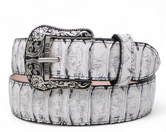 Cinturón Western Vaquero Natural Pitón Jumbo – Piel Genuina Hecho en México Hebilla Texas