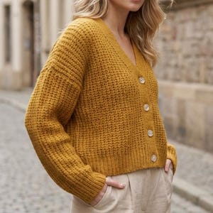 Oversized Knit Jacket Pattern Top-Down Broken Rib Sweater PDF Digital Download for Women Cozy DIY Knitting