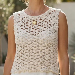 Crochet Tank Top Pattern PDF, Paddle Stitch Sleeveless Top, Made to Measure Crochet Top, Summer Crochet Shirt Pattern, DIY Women Clothing