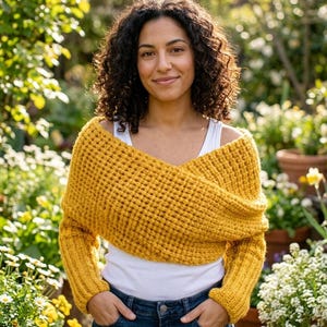 Crochet Pattern: The Braided Sleeve Scarf | Cozy Wrap with Sleeves | Sweater Scarf Pattern | By LittelYarnLabStore