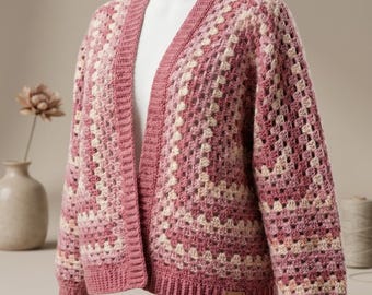 Modern Hexagon Crochet Sweater Pattern - Easy Step-by-Step PDF - LittelYarnLabStore Design - Sizes XS to 5XL.