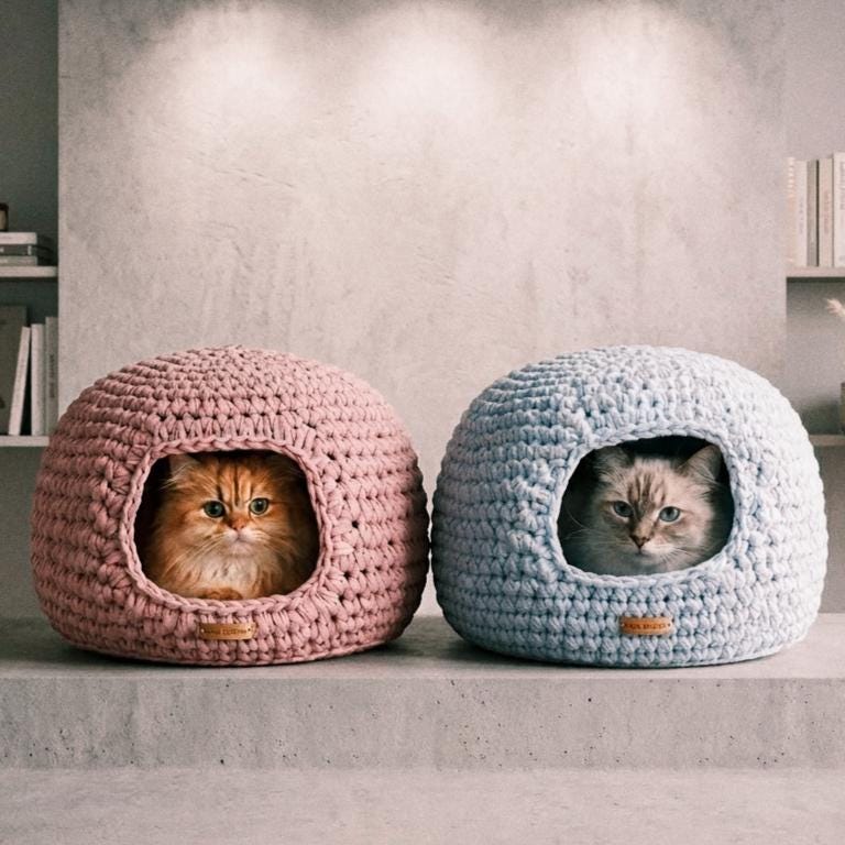 Crochet Cat Cave Pattern, Chunky Cat House PDF, Easy Crochet Pet Bed ...
