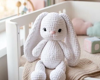 White Plush Bunny with Heart Amigurumi
