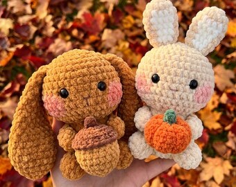 Spring Bunny Crochet Pattern by LittelYarnLabStore | Amigurumi Easter Bunny with Chick Hat, Tulip & Carrot | PDF Digital Download