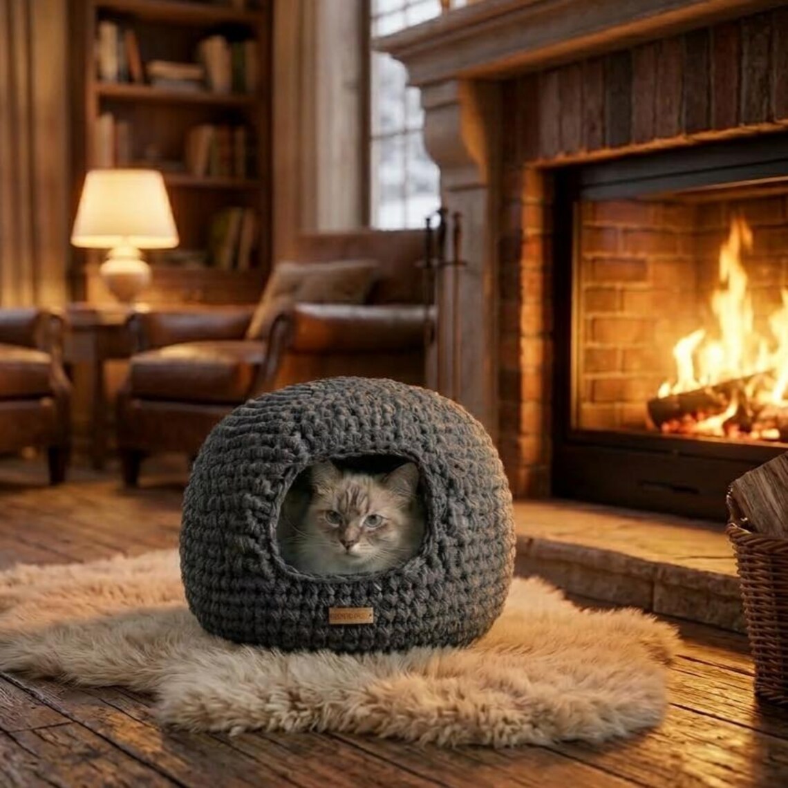 Crochet Cat Cave Pattern, Chunky Cat House PDF, Easy Crochet Pet Bed ...