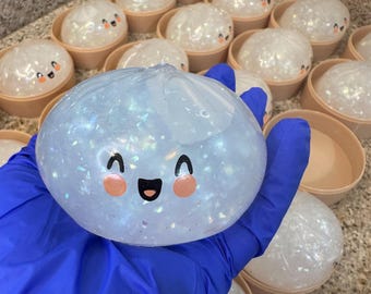 Sällsynt vit holografisk squishy glittrig dumpling