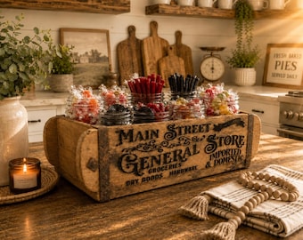 Vintage Brick Mold | Centerpiece | Rustic Farmhouse Decor | Reclaimed Wood Organizer | Laser Engraved