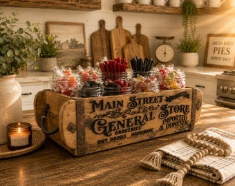 Vintage Brick Mold | Centerpiece | Primitive Planter | Rustic Farmhouse Decor | Reclaimed Wood Organizer | Laser Engraved