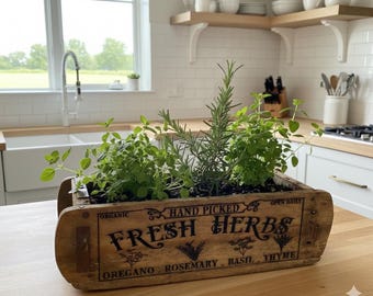 Vintage Brick Mold | Centerpiece | Primitive Planter | Rustic Farmhouse Decor | Reclaimed Wood Organizer | Laser Engraved