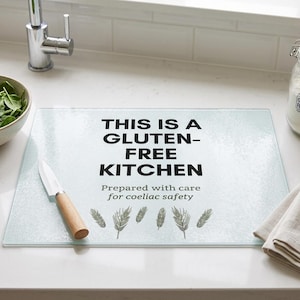 Gluten Free Chopping Board, Celiac Safe Kitchen Board, Glass Cutting Board, Gluten Free Kitchen, Celiac Gift, Kitchen Decor