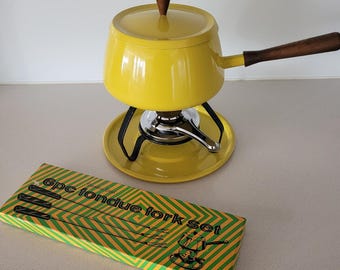 Complete MCM Fondue Set with Fork Set in Original Box - Please Read Description