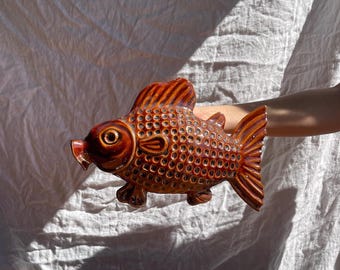 Vintage Brown Ceramic Wall Mount Fish