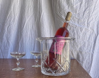 Vintage Cut Glass Ice Bucket / Wine Chiller with Side Lugs