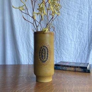 Vintage 1970s Mustard Yellow Studio Pottery Vase