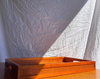 1960's  Woven Rectangular Tray