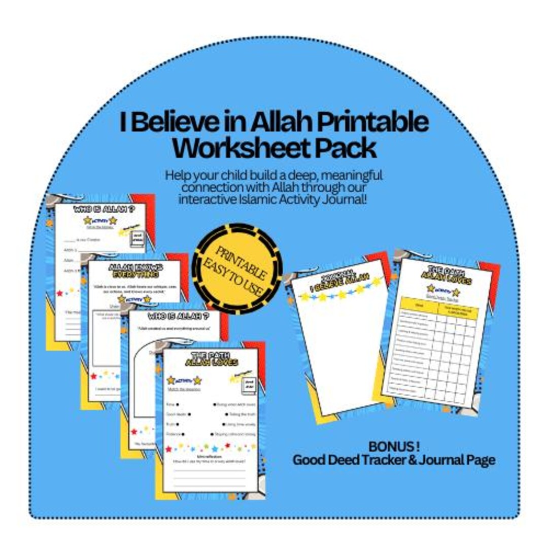 I Believe Allah: Islamic Activity Journal & Worksheet Pack for Kids - Etsy
