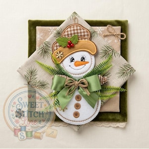 ITH Snowman Door Hanger Embroidery Design | Rustic Christmas Snowman Decor | In The Hoop Winter Wall Hanging | Machine Embroidery Pattern