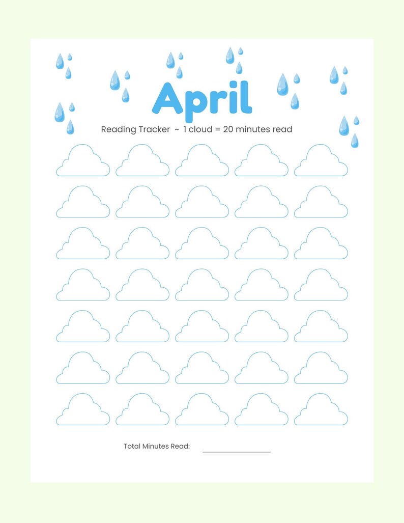 April Monthly Reading Log Printable for Kids – Spring Reading Tracker ...