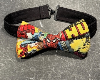 Mens Tie | Marvel Comics | Vintage Retro Spider-Man Hulk Captain America Bow Tie