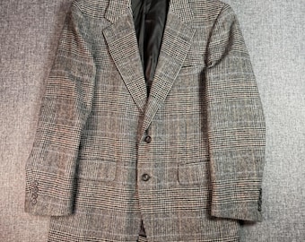 Vintage Men's Wool Blazer | Glen Plaid Jacket Tailored USA Made  | Size 36 Short
