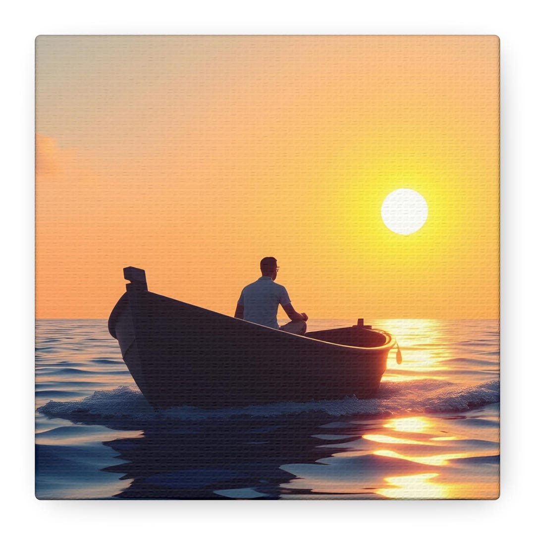 Sunset Rowboat Canvas Print | Seaside Reflection Wall Art - Etsy