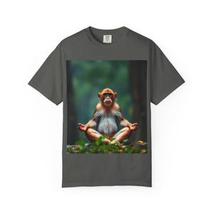 Meditating Monkey T-shirt | Zen Primate Artwork, Forest Vibe