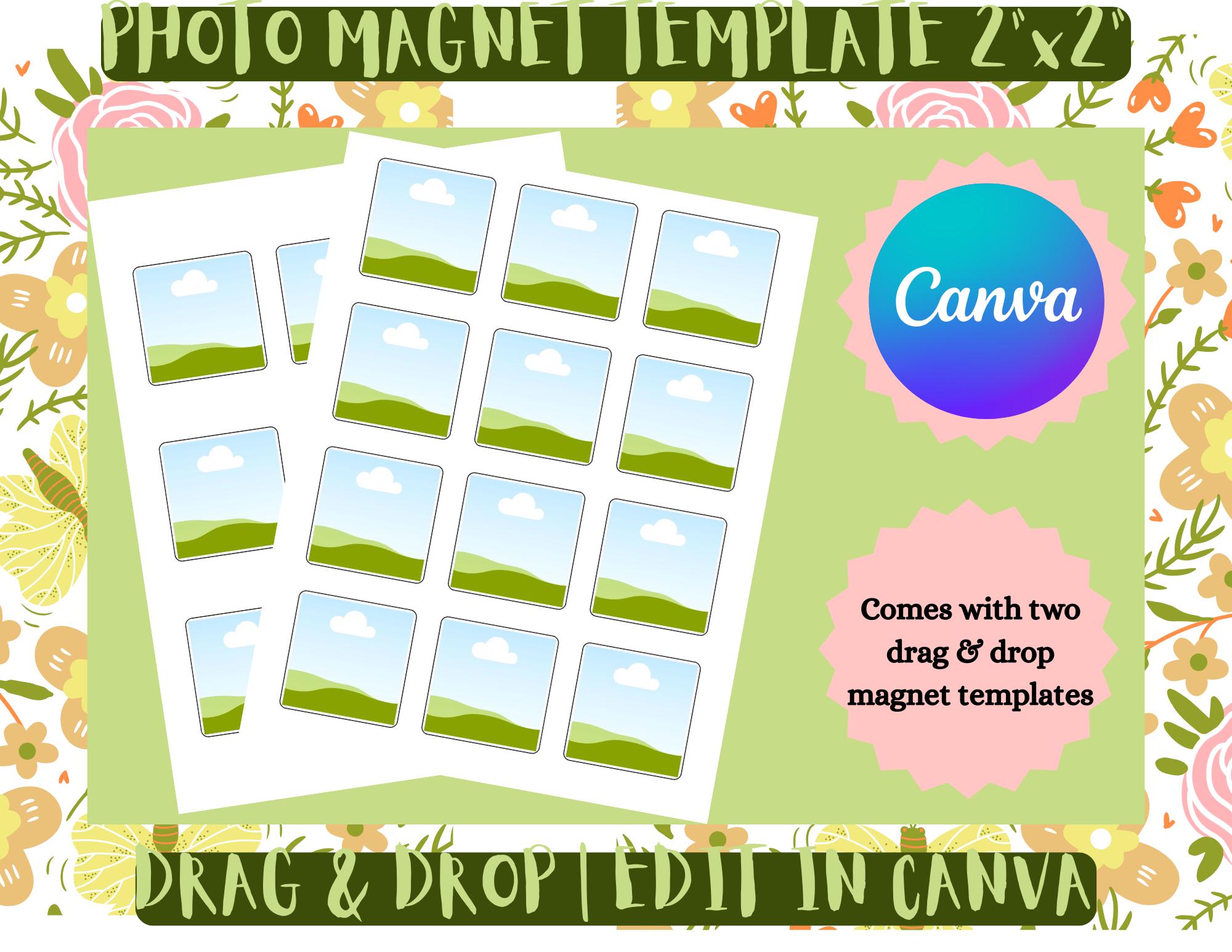 2x2 Fridge Magnet Template Canva | 50mm Square Photo Magnet With ...